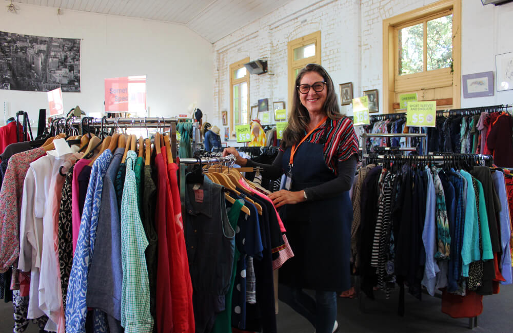 A volunteer worker at the Brotherhood of St. Laurence’s Op Shop in Northcote, Melbourne